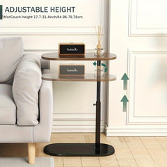 Height-Adjustable Wooden Table with Metal Structure - Contemporary Minimalist Side Table for Sofas, Transformable Coffee Table, Versatile Laptop Desk for Use in Living Rooms, Bedrooms, And Offices