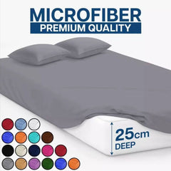 Extra Deep 25 cm Fitted Sheet – Soft Cotton-Rich Bed Sheet with Elastic Corners, Wrinkle-Resistant, Machine-Washable Bedding (Single / Double / King / Super King)