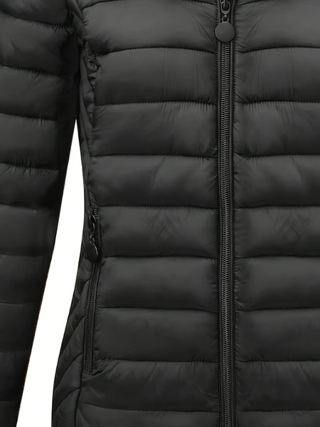 Women's Autumn/Winter Simple Lightweight Hooded Commuter Padded Coat with Pockets