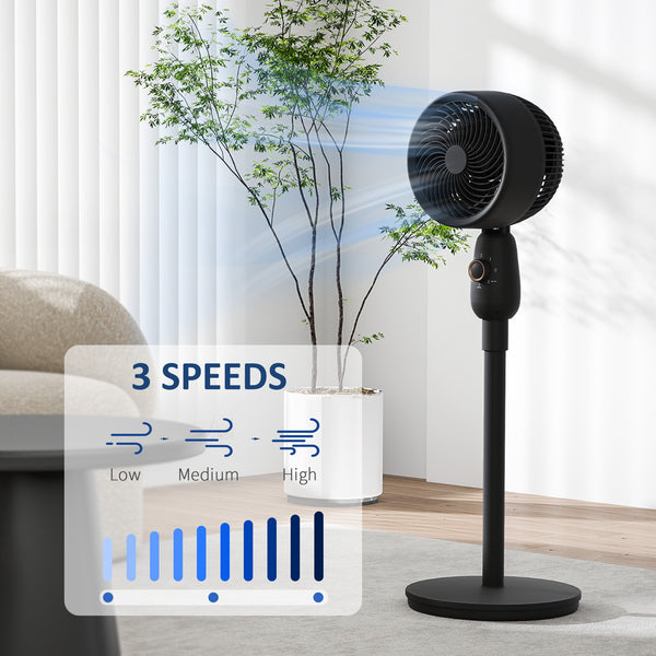 Pedestal Fan, Powerful Air Circulator, 12 Inch Floor Standing Fan with 3 Speed Settings, Oscillating Function for Bedroom, Home and Office, Grey, Adjustable Head, Safe Design, Versatile Use