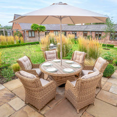 Kettler Hazel 8 Piece Wicker Dining Set with Umbrella