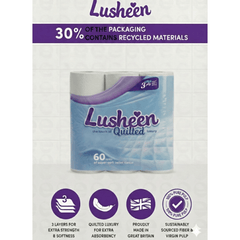 Lusheen White 3-Ply Toilet Paper – 60 Rolls Bulk Pack (150 Sheets/Roll) – Premium Quilted, Unscented & Ultra-Soft Bathroom Tissue