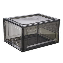 6 Pack Transparent Shoe Boxes, Durable Shoe Box Organiser, Space Saving Design with Magnetic Door, Stackable Shoe Storage Organiser Containers Space Saver with Lids Shoe Storage Cabinet for Entryway Closet Women/Men (Grey ),Extra Large Size 34.6x27x19.5cm