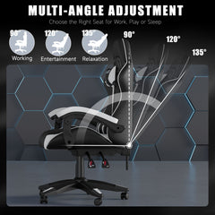 GartistGo Ergonomic Gaming Chair - Gamer Chairs with Lumbar Cushion + Headrest, Height-Adjustable Office & Computer Chair for Adults, Girls, Boys (Without footrest)