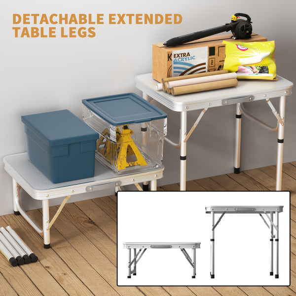 Side Table Small Foldable TV Tray with 2 Height Adjustable, Foldable Coffee Table, Lightweight Aluminum Outdoor and Indoor Snack Sofa Table, Easy to Install, 60.96cm x 45.72cm 2-Height 30.48/60.96cm Adjustable, DAYPLUS
