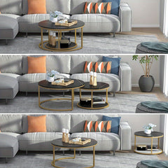 Nesting Coffee Tables Set of 2 Round Stacking Sofa Side Tables for Living Room