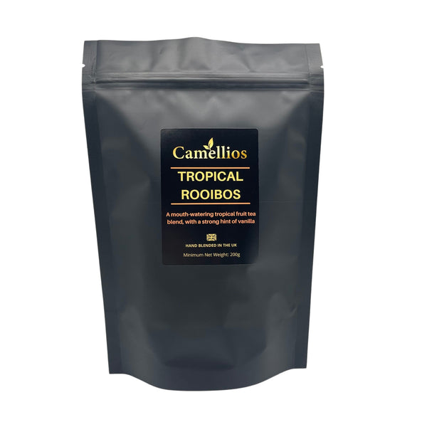 Tropical Rooibos Tea – Loose Leaf Herbal Infusion – Premium 200G Pack (80–100 Cups) – Exotic Fruits, Coconut & Vanilla – Caffeine-Free