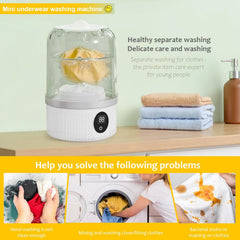 Portable Washing Machine, Underwear Washer, Small Washing Machines, Mini Washing Rechargeable Cordless Washing-Machine, Laundry Cup for Bra, Underwear, Socks (1.2 L Capacity)