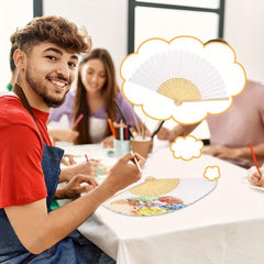 10pcs White Paper Bamboo Folding Fan Handheld Folded Fan for Wedding Party Decoration Calligraphy Painting Practice Blank White Folding Fan, Creative Blank Printing Advertising Gifts