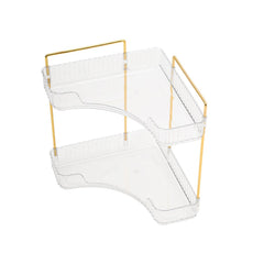 Corner Space Utilization Storage Rack Golden 17.5*12*31.5cm, Square Transparent Two-Tier Bathroom Countertop Rack, Bathroom Shelf, Countertop Storage Organizer