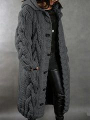 2026 New Women's Fashion Oversized Cardigan Sweater Coat, Casual Hooded Cardigan, Medium-Length Sweater Coat