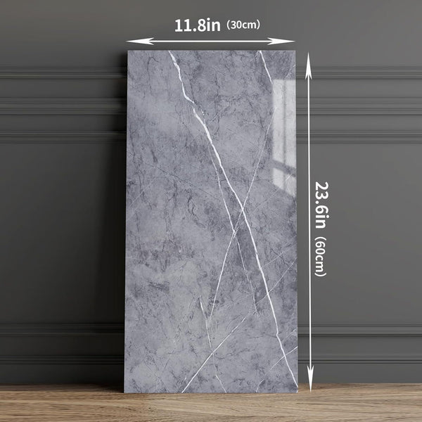 10pcs/ 12pcs Marble Pattern Self-Adhesive Wallpaper - White/ Grey/ Black (Length: 59.99 cm), Self-Adhesive PVC Wallpaper for Indoor and Kitchen Decor, Durable and Easy to Adhere, Lightweight Marble Pattern, Fashionable Accents | Self-Adhesive Wall S