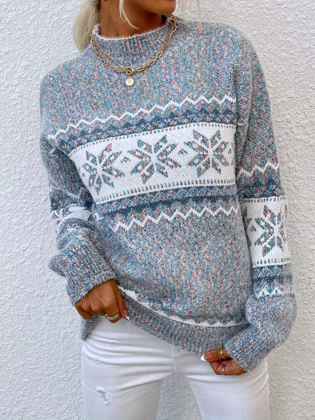Women Sweater, New Arrival Autumn/ Winter, Style, Turtleneck, Snowflake Pattern, Chenille Pullover Casual Jacquard Sweater, Autumn and Winter Wear, Suitable for Back to, Work, Halloween, Christmas and Other Festivals, Comfortabl