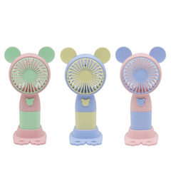 Cute USB Rechargeable Handheld Fan with Stand – Portable Mini Desk Cooling Fan 3 Speed Levels – Random Colour - 1pc INCLUDED