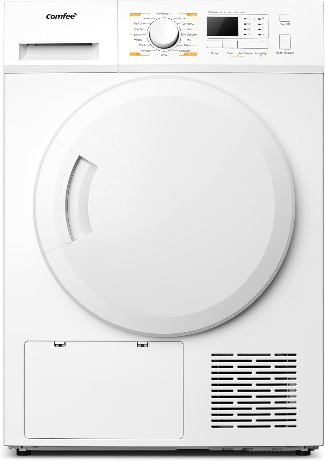 COMFEE' Freestanding Heat Pump Tumble Dryer,8Kg Front Load,16 Programmes, Auto-Dry,Anti-Crease,Refresh,White,Cfg09Eh80/W-Uk