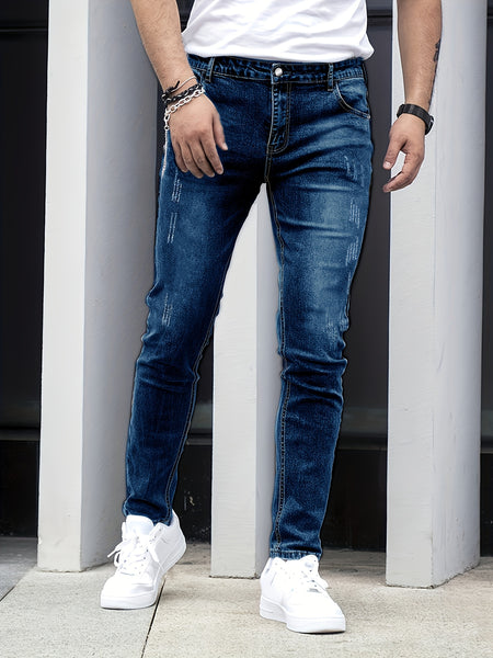 Men'S Denim Slim Fit Slimming Black Stretch Men'S Easy Casual Small Straight Leg Business Men'S Pants, Suitable for All 4 Seasons