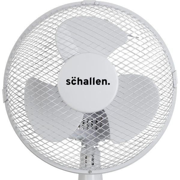 Schallen White 9 Inch Portable Desk Fan Oscillating Table Fan Quiet Electric Cooling Fan 2 Speed Settings Desktop Air Circulator Home Office Bedroom Workstation Garage Small Table Fan Plastic Blade Safety Mesh Grill UK Plug Grey White or Black