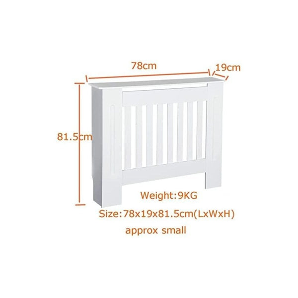 Radiator Cover Cabinet Large Small Wooden Radiator Cover, White Wood Painted MDF Cabinet Heater Cover Cabinet, Slats, Grill, Wood Top Shelf Easy Assembly for Living Room, Hallway, Bedroom Decoration