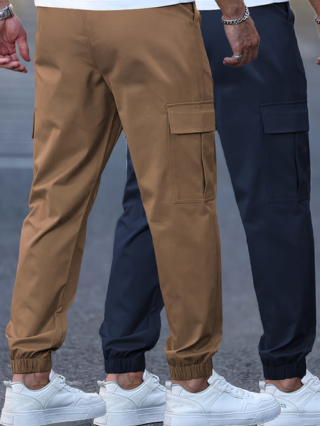 2pcs Men's Cargo Pants - Multifunctional Pockets, Adjustable Drawstring, Suitable for Everyday Casual and Formal Wear in All Seasons - Great Birthday/Christmas Gift - Machine Washable and Durable, a Must-have for Outdoor Enthusiasts