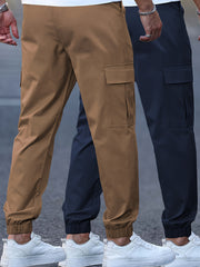 2pcs Men's Cargo Pants - Multifunctional Pockets, Adjustable Drawstring, Suitable for Everyday Casual and Formal Wear in All Seasons - Great Birthday/Christmas Gift - Machine Washable and Durable, a Must-have for Outdoor Enthusiasts