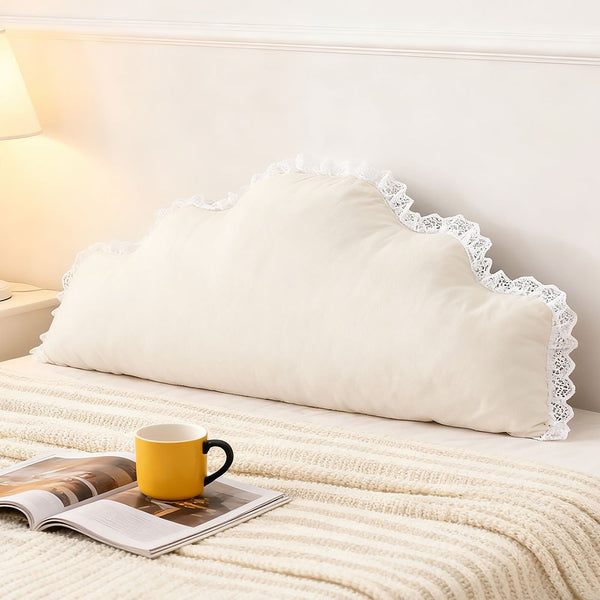 Nordic Princess-style Bedside Cushion Pillow | Soft Padded, Tatami Waist-support, Green/White, Polyester, 180*20*75cm, Zipper Closure, Hand Wash Only
