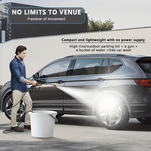 1500W Portable Cordless High Pressure Electric Car Wash - Equipped with 6-In-1 Nozzle, Handheld Car Wash Gun, for Car Wash/Home/Floor/Garden Cleaning, Includes 2 X 6000Mah Batteries