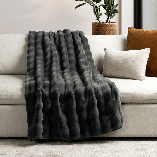 House & Home Bubble Faux Fur Throw in 3 Colours, 152 X 177 Cm