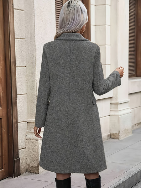 Women'S Solid Color Double-Breasted Trench Coat