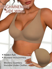 Full-Coverage Push-Up Bra - High Wire-Free Lift, Non-Detachable Padding, Soft T-Shirt Compatible Strap, Casual And Formal Elegant Lingerie, Hand Washable (No Underwire, One-Piece Design)