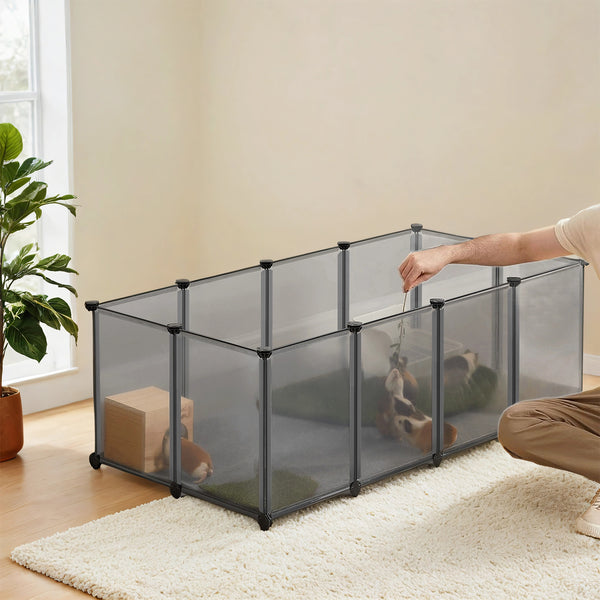 Pet Playpen, Pet Fence Indoor, Modular Animal Pen with Floor, for Hamsters, Rabbits, Hedgehogs, Ferrets
