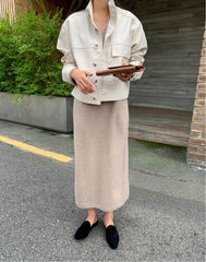 Casual Bag Cover for Women Suitable for Spring, Summer, And Autumn, a Long-Sleeved Retro Motorcycle Jacket Featuring a Three-Dimensional Effect And a Stand-Up Collar Design, Along with a Long-Sleeved Cardigan Top for Women