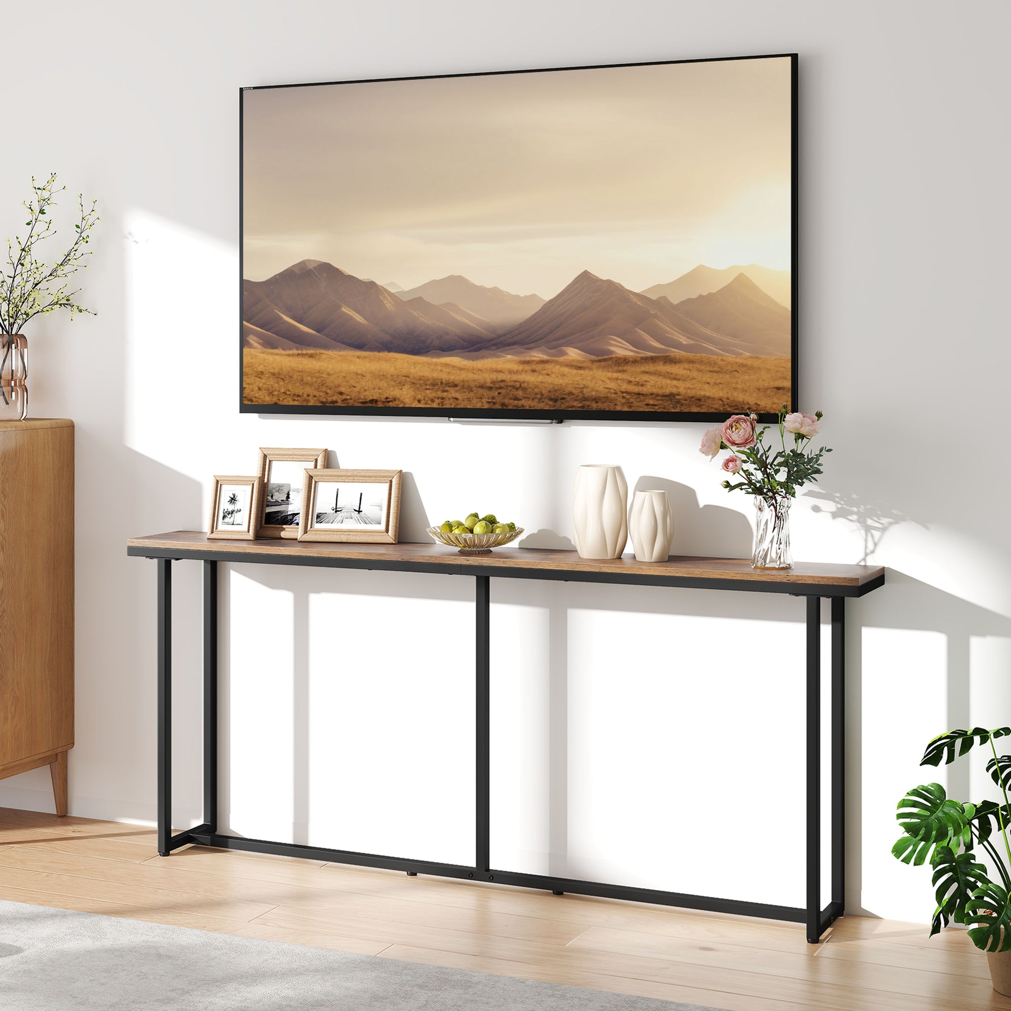 Costoffs Console Table Entryway Table, Modern Long Sofa Table Simple Wooden Side Table for Hallway Living Room Home Office, Furniture for Home, Rustic Brown