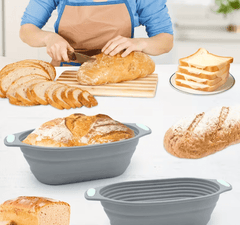 2pcs Foldable Proofing Baskets for Bread – Non-Stick Artisan Rising Bowls, Flexible Space-Saving Fermentation Set for Baguettes &Homemade Baking