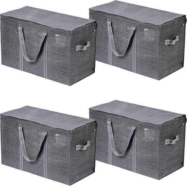 VENO 8 Pack Extra Large Moving Storage Bags with Zips, Heavy-Duty Organizer Tote, Moving Box Alternative, Packing Supply, Clothes Storage Bin, Tag Pocket for Label, Water-Resistant (Clear, 8 Pack)