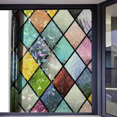1 Roll of Crystal Lattice Patterned Glass Film, Static Cling, No Glue, Providing Privacy And Blocking Rays, Suitable for Both Office And Home Use