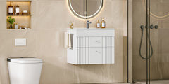 Wall-mounted Vanity with Integrated Washbasin, Bathroom Cabinet Featuring 2 Drawers And Towel Rack, Ample Storage Capacity, Modern Minimalist Design, 40 X 60 X 50cm, White