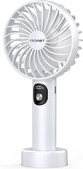 TECKNET Handheld Fan, Portable USB Hand Held Fan Rechargeable with LED Display, Mini Hand Fan 3 Speed Battery Operated Detachable Base Cooling Desk Fans Handheld for Home Office Bedroom Outdoor