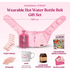 Mother'S Day Gift for Her - Birthday Pamper Gifts for Women with Hot Water Bottle Belt, Socks, Mug, Candle, Sleep Mask, & Colouring Book with Pencil, Self Care Box
