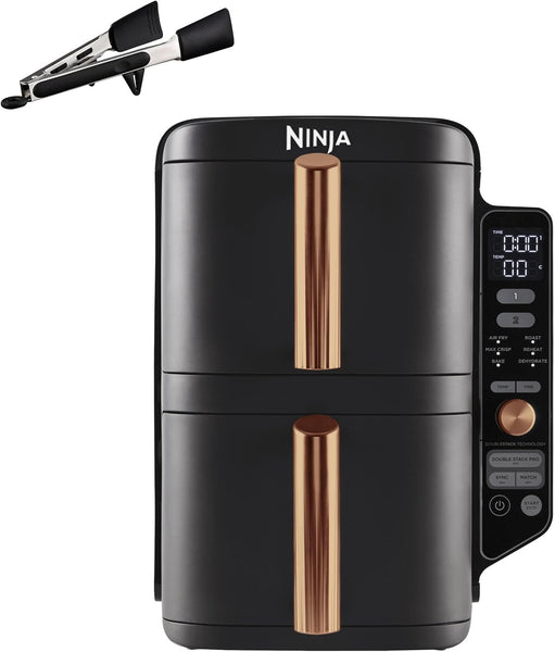 Ninja Foodi Dual Zone Digital Air Fryer, 2 Drawers, 7.6L, 6-In-1, Uses No Oil, Air Fry, Max Crisp, Roast, Bake, Reheat, Dehydrate, Cooks 4-6 Portions, Non-Stick, Dishwasher Safe Baskets, Black AF300UK