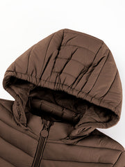 Women's Autumn/Winter Fashion Simple Versatile Lightweight Commuter Hooded Padded Coat with Pockets