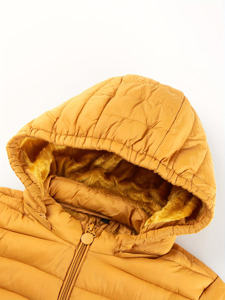 Women's Autumn/Winter Simple Lightweight Hooded Commuter Padded Coat with Pockets