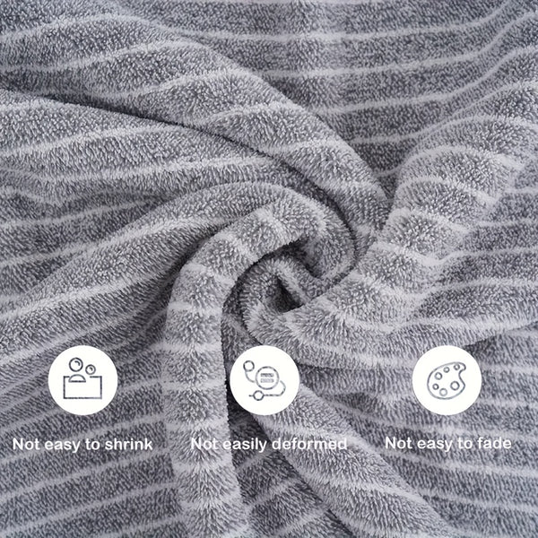4pcs Extra Large Bath Towel Set with Star Stripes, Full Body Wrap Towel, Face Towel, and Hair Towel - 1pc Extra Soft Coral Fleece Bath Towel (200x105cm) + 3pcs Square Towels (30x30cm), Quick-Dry, Lint-Free, Durable - Ideal for Home, Beach, Outdoor Use - P