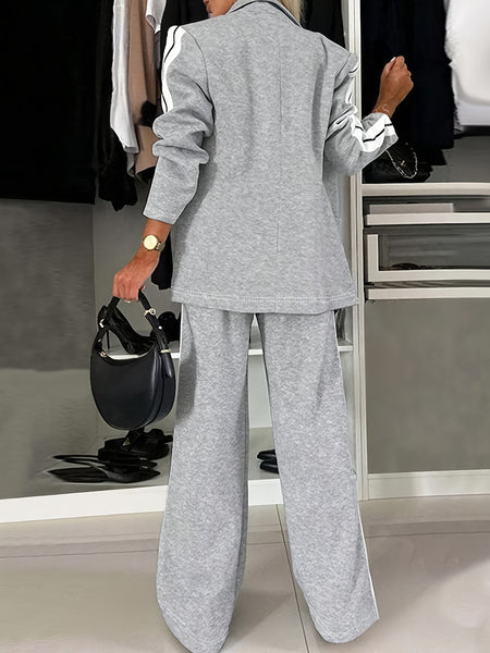 2pcs Women's Casual Suit Set, Blazer + Elastic Waist Pants, and Elegant, Fashionable Women's Wear for Spring and Autumn