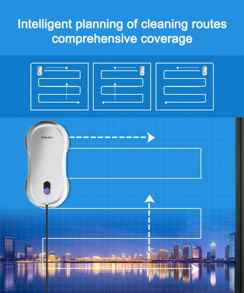 PuRuiKaiM8 Fully Automatic Plug-in Intelligent Window Cleaning Robot (2026 Latest Model) with Automatic Bidirectional Water Spray with Remote Control, 4.5-meter Anti Fall Safety Rope, Including 10 Cleaning Cloths And Spray Bottles