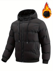 Winter Plush Jacket Thick Warm Jacket Hooded Jacket Casual Outdoor Jacket Solid Color Zipper with Plush Thickening