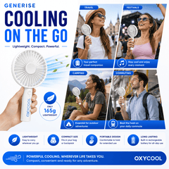 UK LOCAL SELLER - 3 Speed Rechargeable Portable Handheld Fan 21cm – USB Charging Mini Cooling Fan with Built-in Battery, Lightweight 165g, 2-in-1 Handheld & Desk Use with Stand for Home, Office, Travel & Outdoor Use | Sent and Fulfilled from UK Warehouse