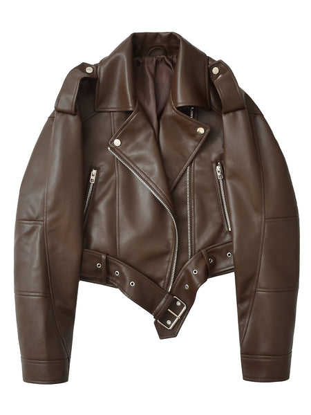 2025 Short Faux Leather Jacket Spring And Autumn American Retro Temperament Motorcycle Jacket Top Coat Women'S Clothing