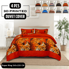 4pcs Printed Duvet Cover Set, Soft Comfortable Multi-design Printed Bedding Set, For Bedroom, Guest Room (1 Fitted sheet + 2 Pillowcases + Without Core) Trendy Design, Soft Fabric, Brushed Material, Lightweight