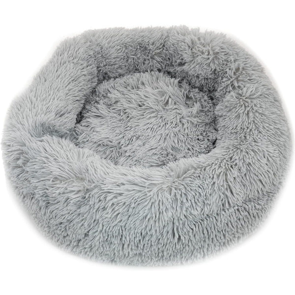 40/50/60/70cm Round Plush Donut Dog/Cat Bed Cuddler Pet Cushion Self-Warming Bed Washable Dog Bed with Non-Slip and Waterproof Bottom Calming Dog Bed