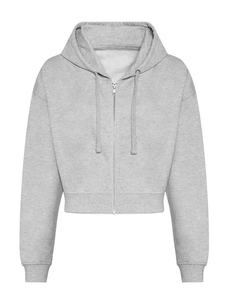 AWDis Ladies Cropped Zoodie Soft Comfortable Cotton Faced Fabric Brushed Back Fleece Drop Shoulder Design Relaxed Fit Long Sleeve Zip Up Hoodie Hooded Top Casual Everyday Wear Layering Street Style Lounging Travel Outfits Versatile Cropped Hoodie for Wome
